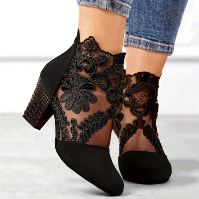 Charlotte™ - Stylish Flower Lace Heels With Handmade Details