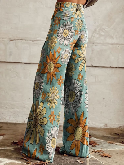 Scarlett™ - Vintage Floral Print Wide Leg Pants