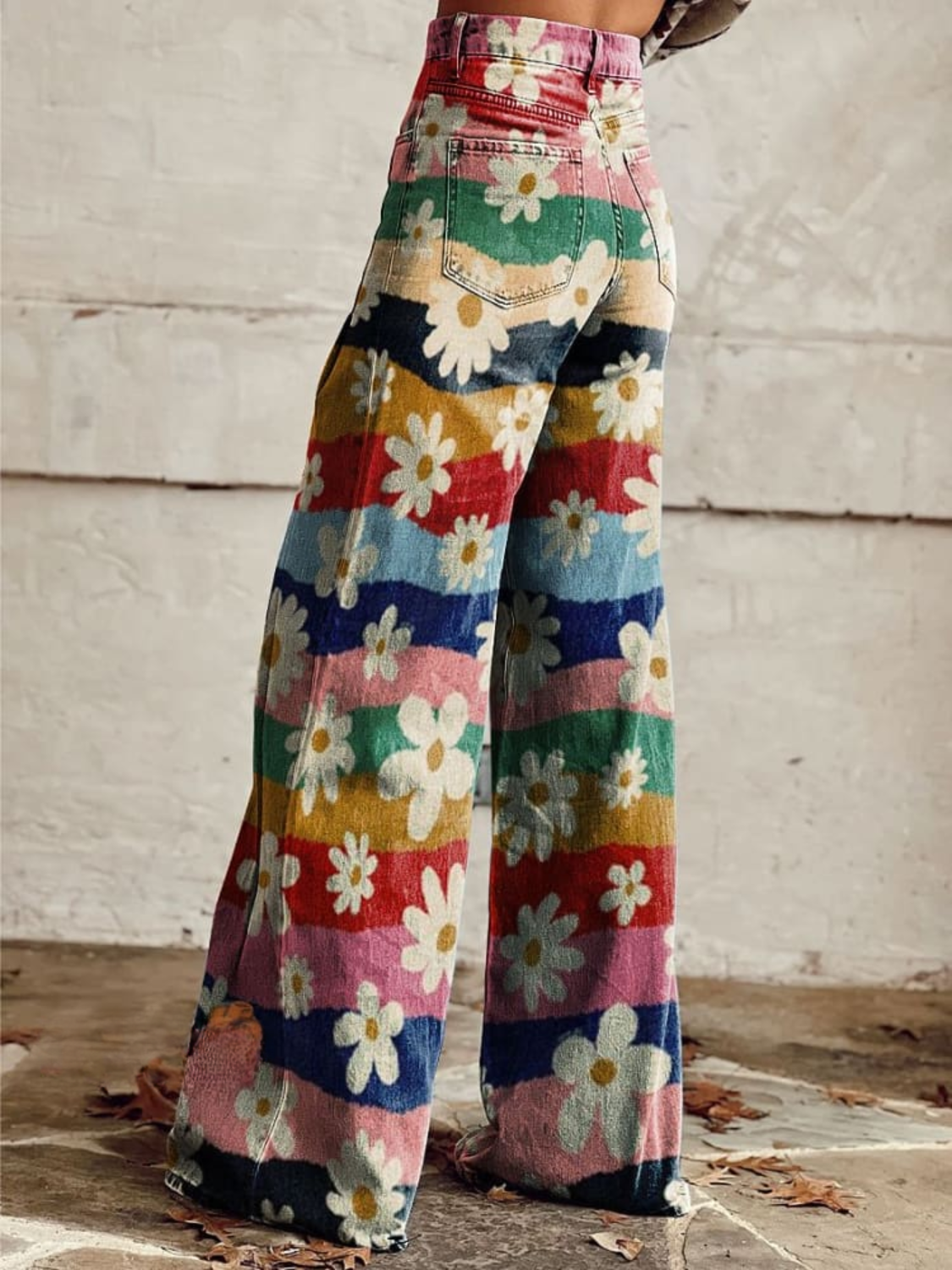 Lily™ - Vintage Colourful Striped Floral Printed Wide Leg Pants