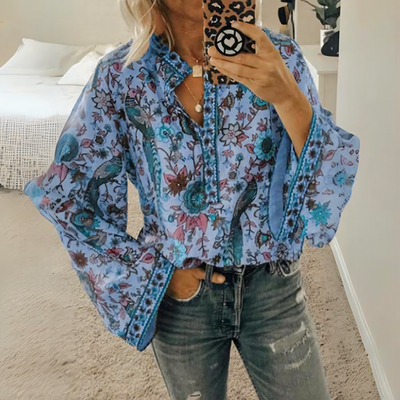 Carmina - Colorful loose-fitting floral blouse