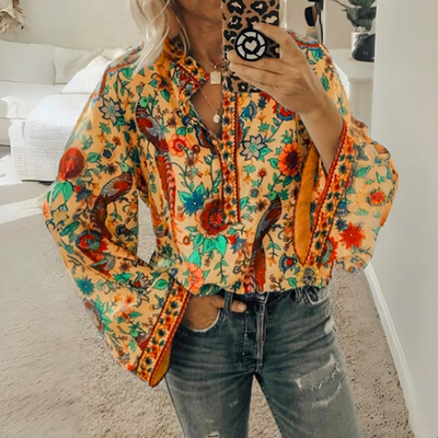 Carmina - Colorful loose-fitting floral blouse