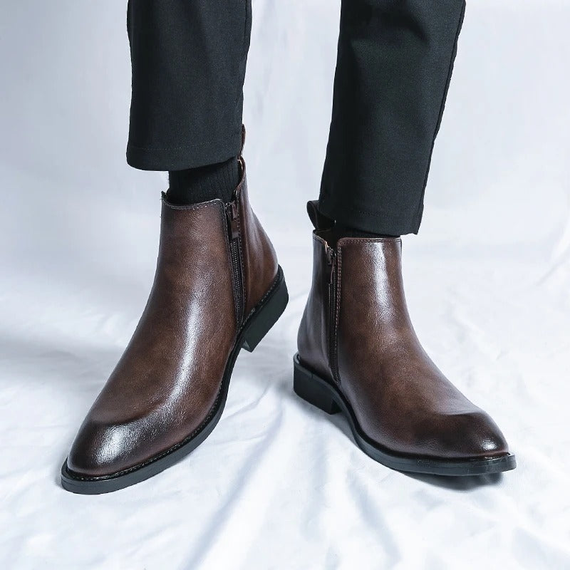 Nathan™ - Elegant Leather Chelsea Boots with Zipper