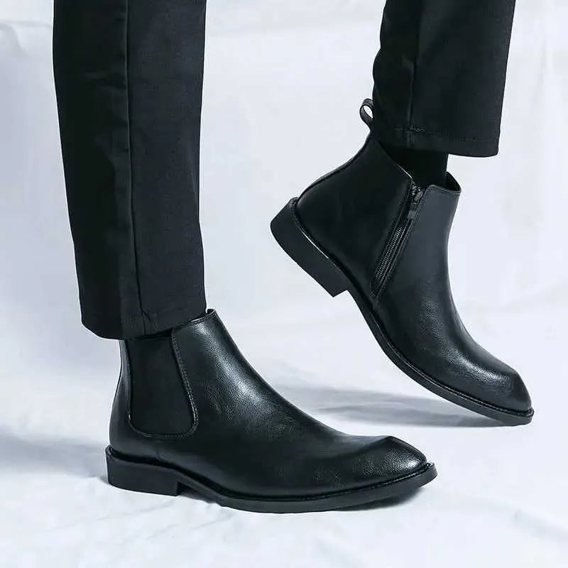 Nathan™ - Elegant Leather Chelsea Boots with Zipper