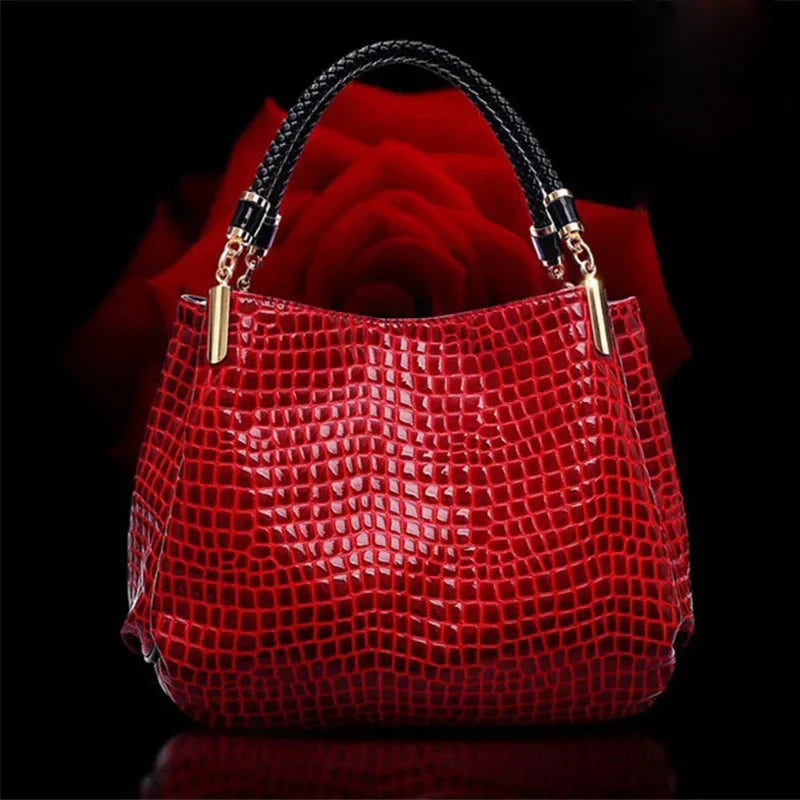 Isabella™ Enduring Elegance | Stylish Croc-Pattern Handbag