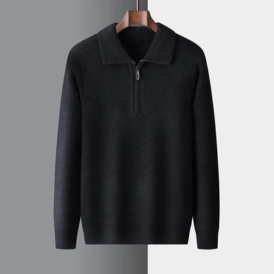 Isaac™ - Soft Warm Cashmere Quarter Zip Sweater