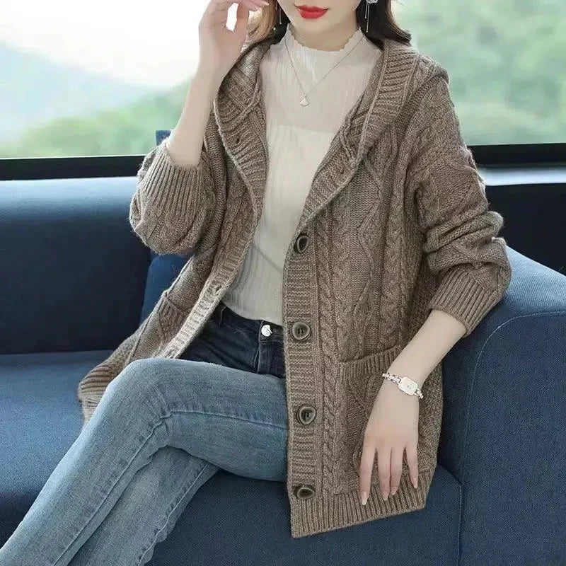 Lina™ - Elegant Diamond Stitch Cardigan