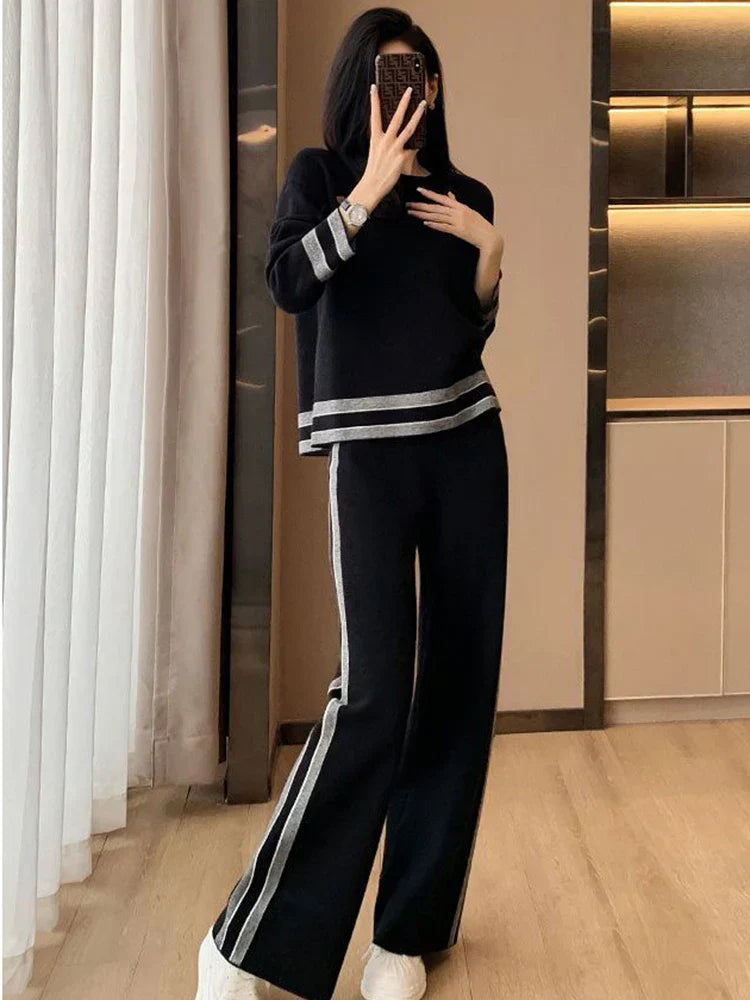 Aubrey™ - Comfortable Loose Casual Striped Long Sleeved Tracksuit Set