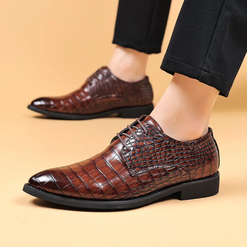 Lucas™ - Stylish Crocodile Pattern Vegan Leather Shoes