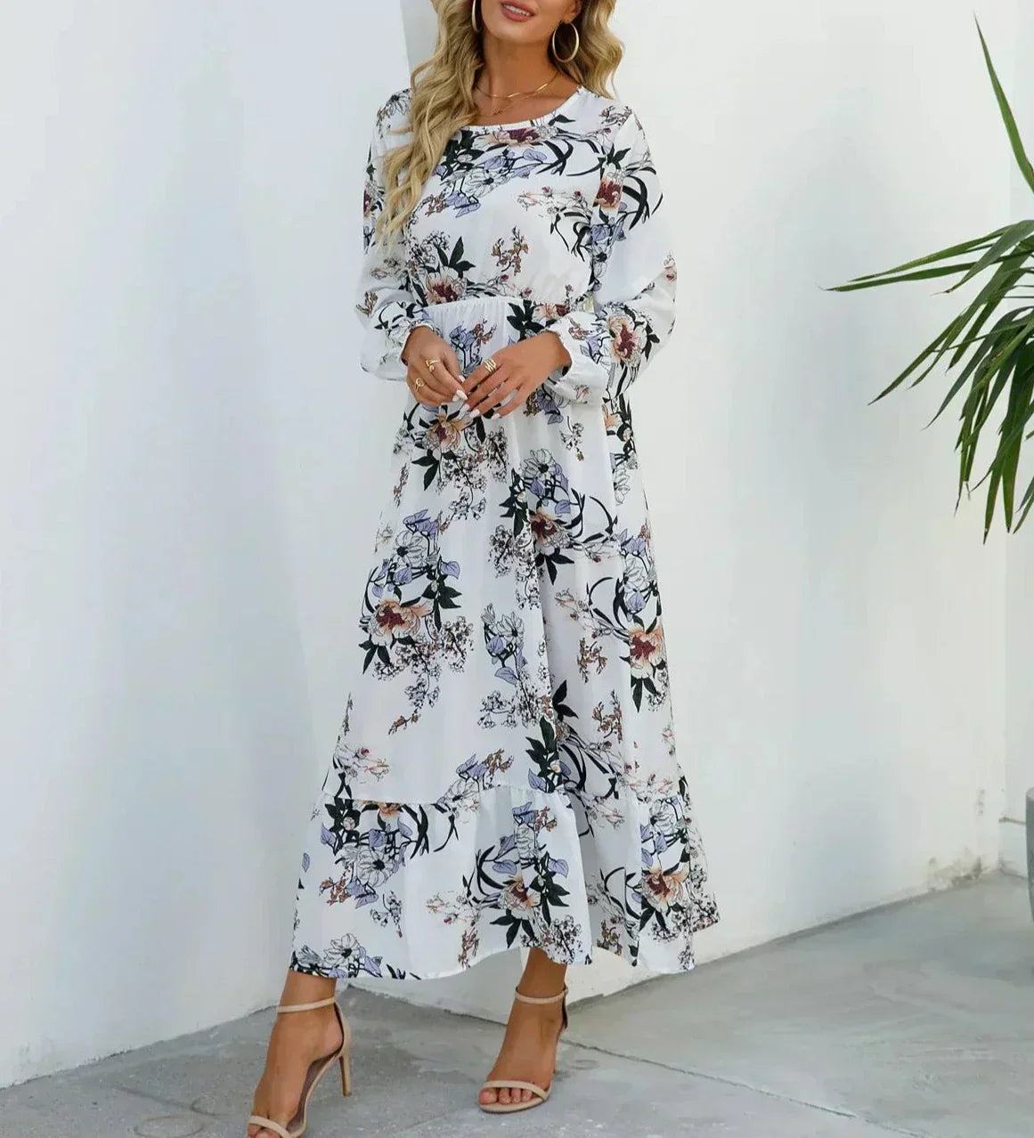 Louisa - Long-arm Floral Maxi Dress