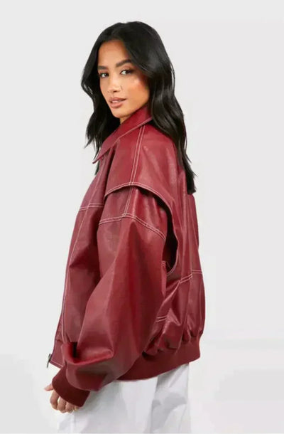 Mia™ - Stylish Leather Jacket with Handmade Details