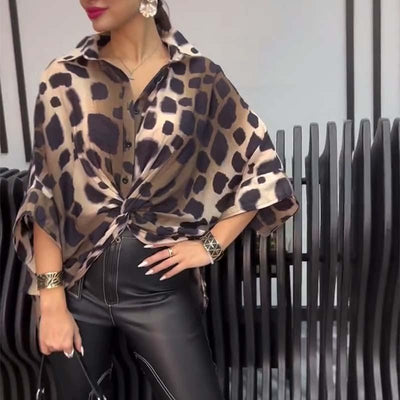 Amelia™ - Elegant Leopard Pattern Blouse