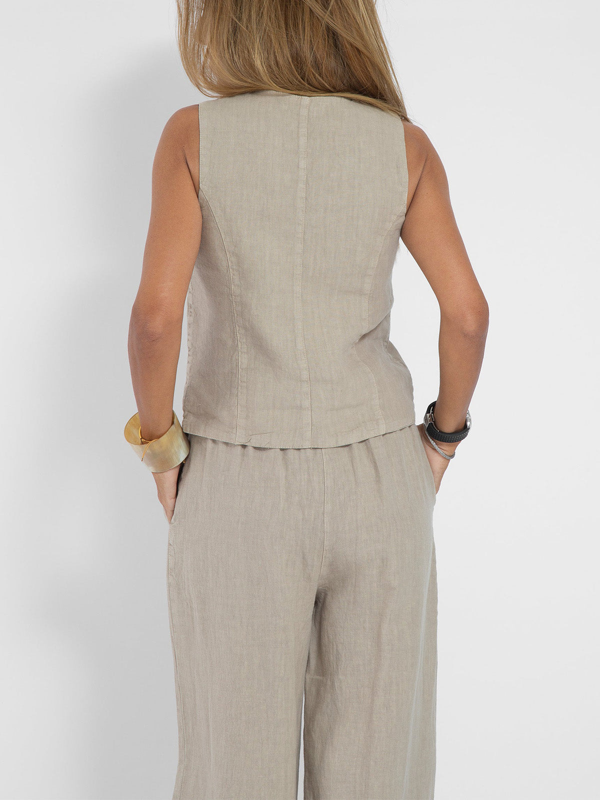 Aira™ - Buttoned Vest & Wide-Leg Trousers Set