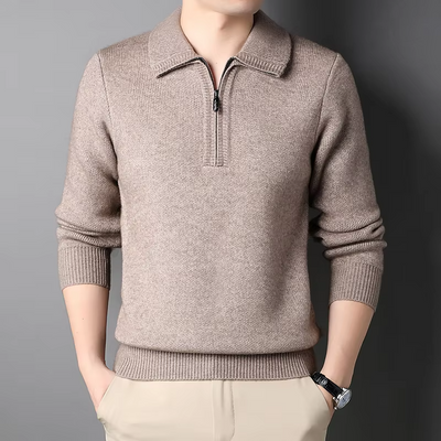 Isaac™ - Soft Warm Cashmere Quarter Zip Sweater