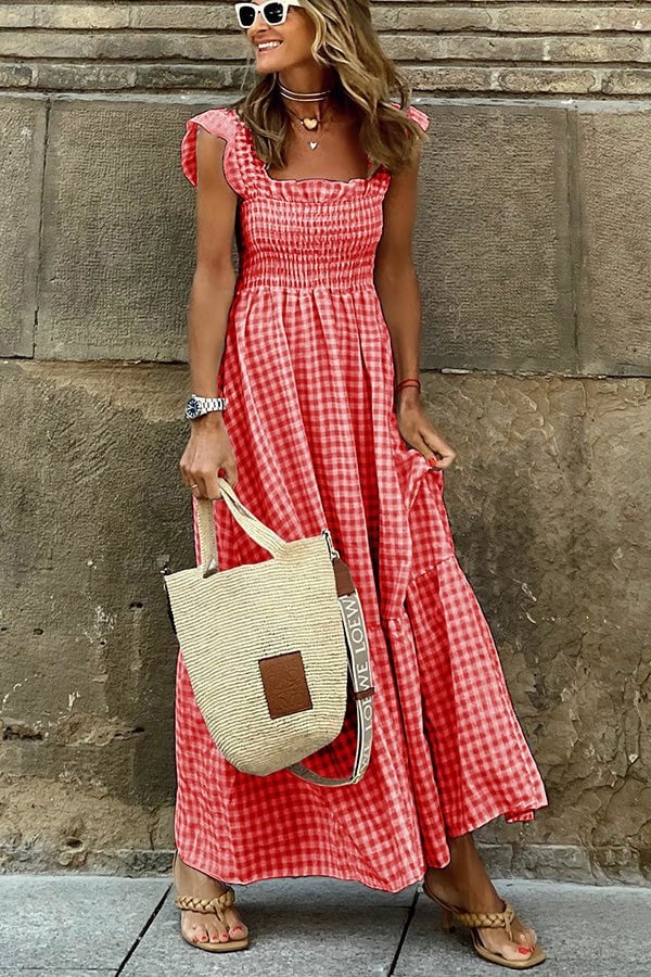 Lily™ - Stylish Checkered Maxi Dress