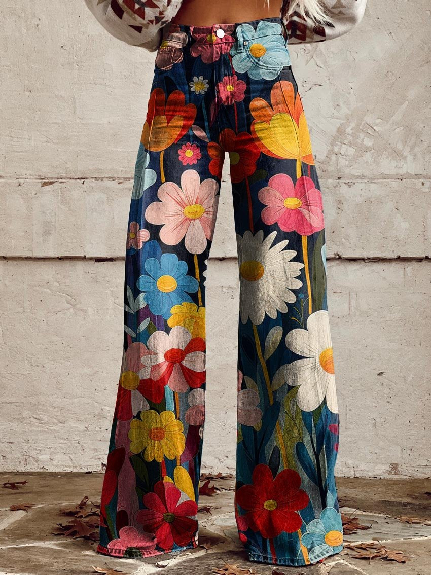 Harper™ - Comfortable Colourful Floral Print Wide Leg Pants